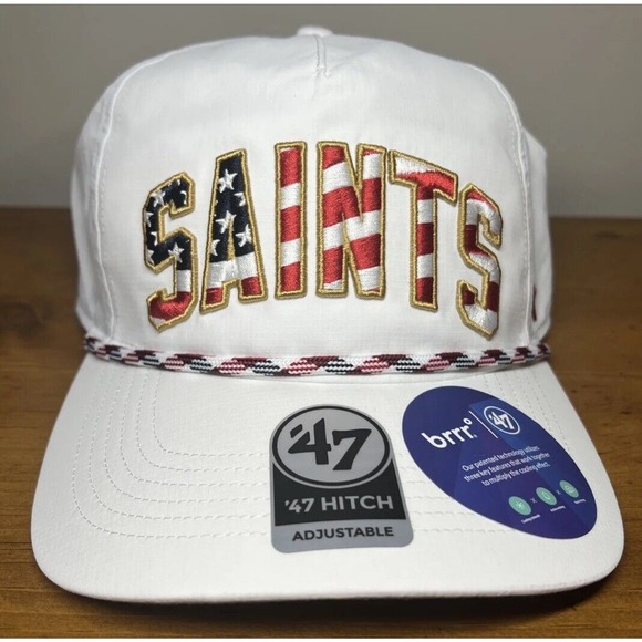 New Orleans Saints ‘47 Brand Hitch White Flag Flutter Rope Brrr Hat Cap OSFA New - Picture 9 of 11